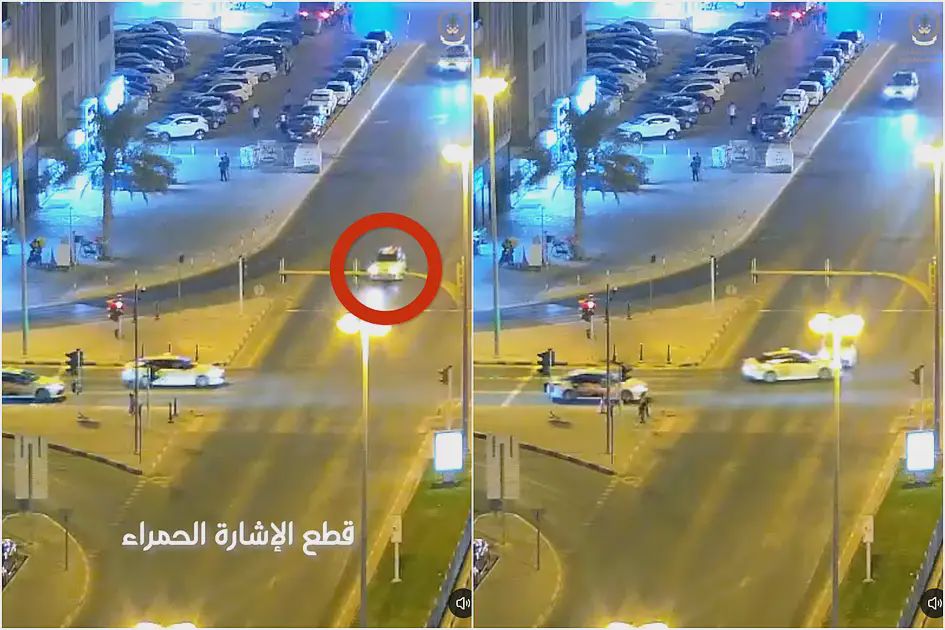 Sharjah Police issue warning after driver runs red light, crashes into car